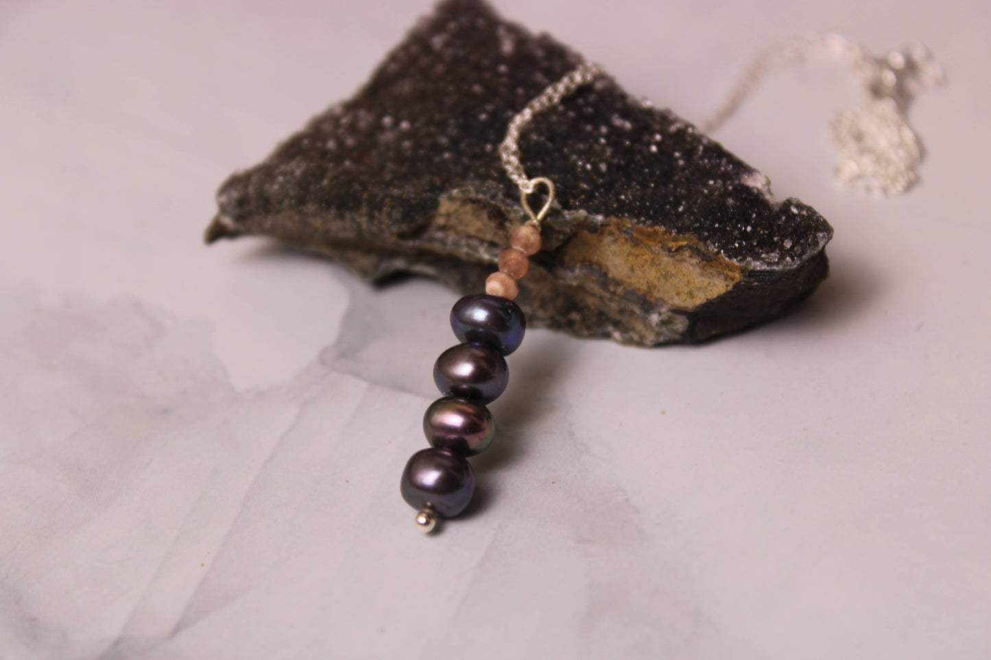 Rhodochrosite and Fresh Water Pearl - Necklace