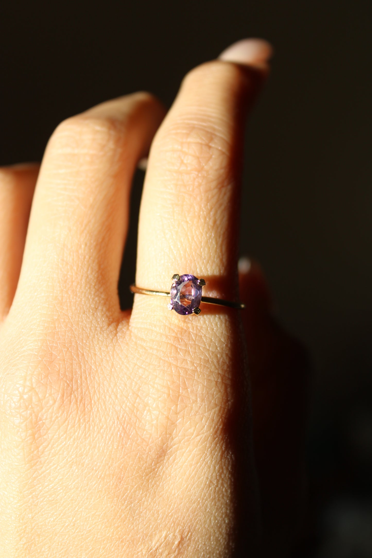 Amethyst - Dainty Ring - Adjustable