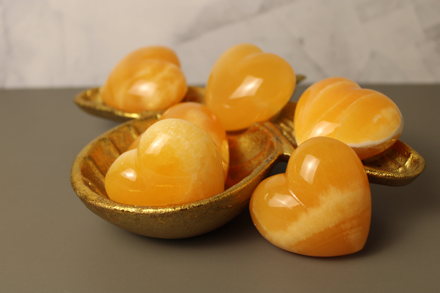 Orange Calcite - Puffy Heart Carving