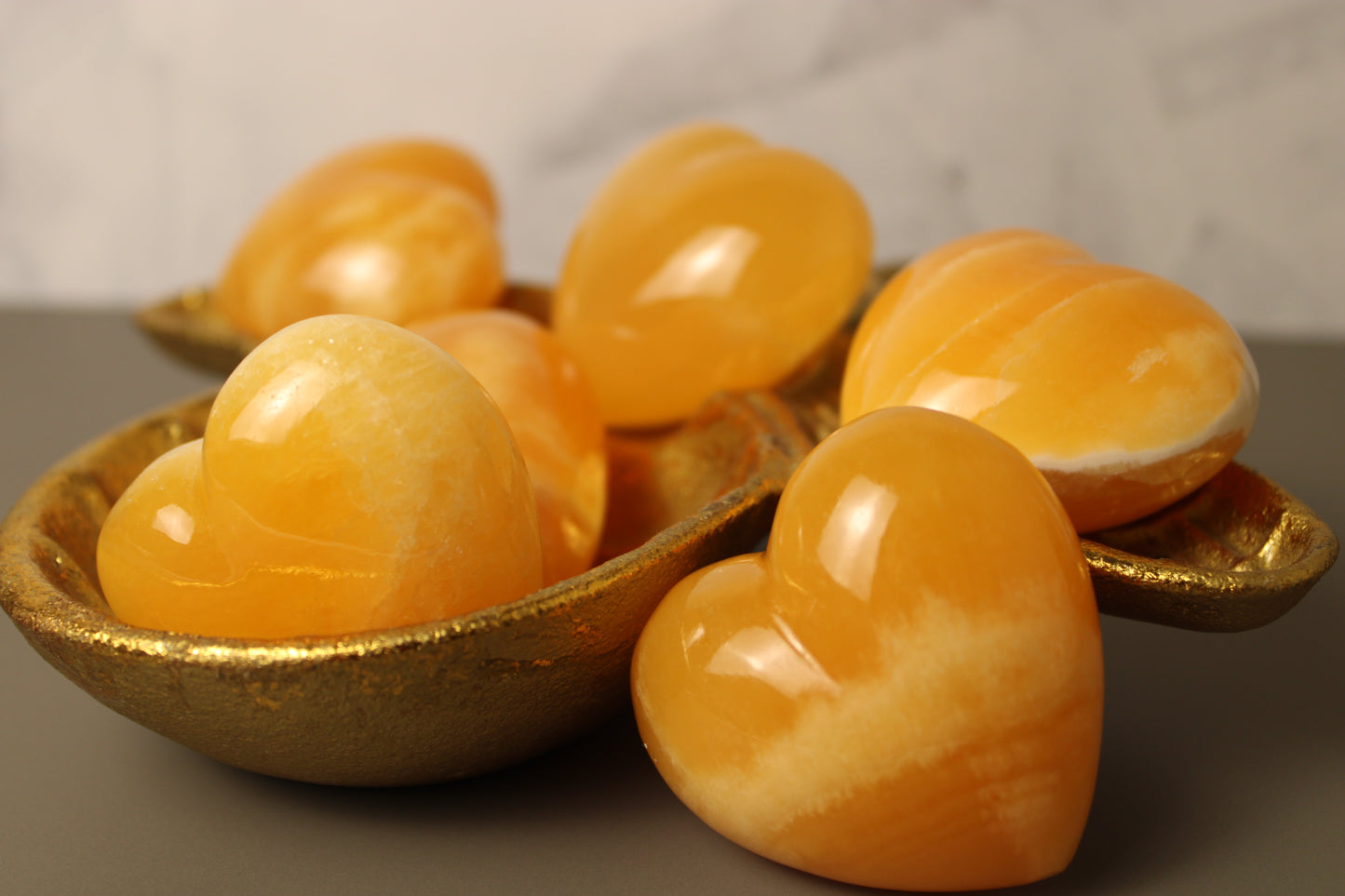 Orange Calcite - Puffy Heart Carving