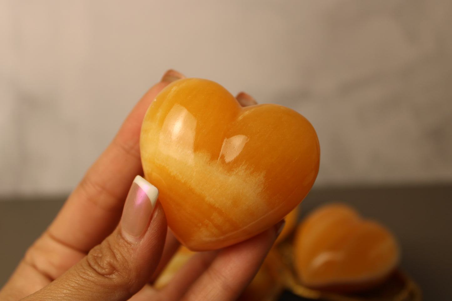 Orange Calcite - Puffy Heart Carving
